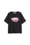 Bunny Printed Relaxed Fit Black Women's Tshirt