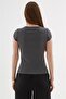 Studded Detailed Printed 100% Cotton T-Shirt Anthracite - 5