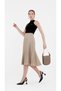 Knee Length Pleated Elastic Waist Skirt - 6