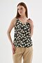 Black V-Neck Patterned Blouse - 5