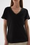 V-Neck 100% Cotton T-Shirt Black - 5