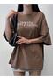 New Life Printed Brown Oversize Unisex T-Shirt - 4