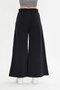 Black Elastic Waist Wide Leg Linen Pocket Trousers - 6