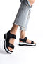 Lucia Marlowe Black Women's Stoned Daily Orthopedic Sole Comfortable Lightweight Stylish Velcro Adjustable Buckle Sandals - 2