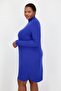 Women Plus Size Textured Midi Dress, Blue - 3