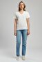 Sade Women's 100% Cotton V-Neck T-Shirt Ecru