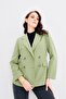 Women's Button Detailed Linen Blend Khaki Jacket - 4