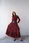 Women's Burgundy Imported Pleated Shiny Satin Crashed Bohemian Maxi Skirt High Waist Stylish and Comfortable Design - 3