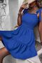 Cobalt Blue Flexible Frilly Skirt and Comfortable Strap Aerobin Summer Dress - 4