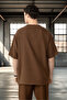 Comfortable Fit Muslin Fabric Men's T-Shirt - Brown - 6