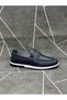 Navy Blue Genuine Leather Laceless Casual Loafer Shoes - 2