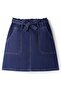 Knee Length Solid Color Denim Skirt - Navy Blue