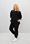 Women's Large Size Three Quarter Sleeve Elastic Leg Tracksuit Set 8185-25 - 3