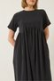 Women's Black Short Sleeve Asymmetrical Stitching Detailed Pocketed Summer Modal Dress 60283187 - 6
