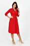 Women's Belt Detailed Midi Length Dress Dks016 - 2