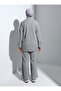 Comfortable Cut Double Knitwear Set with Sleeve Detail - Silver - Refka - 4