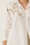 Women's White Sequin Embroidered Regular Fit Aerobin Shirt 60283213 - 6
