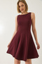 Women's Burgundy Boat Neck Mini Dress 5203 60281026