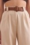 Women's Ecru Belted Pocketed Elastic Back Gabardine Palazzo Trousers Pnt-19000327 - 7