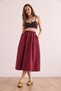 Women's Burgundy Elastic Waist Parachute Bell Skirt Etk- 19000280 - 3
