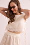 Women's Ecru Double Layer Dirty Stitching Lace Detailed Muslin Blouse Blz- 19002924 - 4