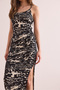 Women's Black Maxi Knitted Dress with Side Slits and Straps Elb- 19002377 - 6