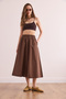 Women's Brown Elastic Waist Parachute Bell Skirt Etk- 19000280 - 7