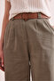 Women's Khaki Belted Pocket Elastic Back Gabardine Palazzo Trousers Pnt- 19000327 - 7