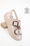 Beige Genuine Leather Women's Sandals 20530 - 5