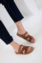 Leopard-Tan Genuine Leather Women's Slippers 20525 - 6