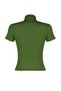 Olive Green Draped Detail Fitted/Body-Hugging Short Sleeve Mock Neck Stretchy Knit Blouse TWOSS24BZ00426 - 8