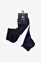 Men's Black-Navy Blue-White 3 Pack Booties Socks - 2