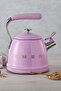 50's Style Pink Stovetop Whistling Kettle 2.3 Lt