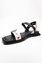 MOZES Black-Beige Genuine Leather Women's Sandals - 4
