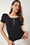 Women's Black Bow Knitted T-Shirt Mc00296 - 2