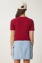 Women's Burgundy Crew Neck Crop T-Shirt Ub00064 - 5