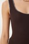 Women's Brown Contrast Stripe Crop Knitted Blouse Fw00005 - 4
