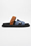 Morte Navy-Tan Suede Genuine Leather Women's Slippers - 6
