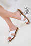 White Genuine Leather Women's Slippers 20531