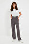 Anthracite Belted Straight Cut Woven Fabric Trousers TWOSS21PL0104 - 3