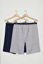 Lacivert- Gri Regular Fit 2'li Örme Şort TMNSS25SR00045 - 8