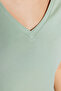 Pembe-Mint %100 Pamuk 2'li Paket Basic V Yaka Örme T-Shirt TWOSS23TS00002 - 9