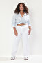 Beyaz Yüksek Bel Comfort/Orta Esnek Straight Fit Büyük Beden Jeans TBBSS25CJ00019 - 2