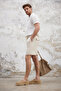 Ecru Cargo Pocket Linen Look Cotton Shorts & Bermuda Tmnss25Sr00055 - 2