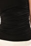 Siyah Asimetrik Yaka Büzgü/Drape Detaylı Fitted/Vücuda Oturan Örme Bluz TWOSS25BZ00279 - 3