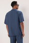 Lacivert More Sustainable Regular Fit Düşük Omuz Cepli Viskon Yazlık Gömlek TMNSS25GO00005 - 4
