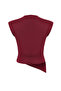 Bordo Dik Yaka Büzgü/Drape Detaylı Fitted/Vücuda Oturan Asimetrik Örme Bluz TWOSS24BZ00534 - 8