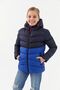 Girl's Windproof Thick Fiber Navy Blue-Sax Hooded Coat - 2