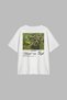V. Van Gogh Roses Printed Relaxed Fit White Women's Tshirt