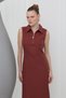 Women's Zipper Detailed Midi Dress - 32149Elb - Burgundy - 2